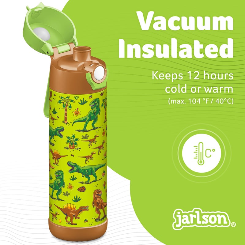 JarlsonÂ® Kids Water Bottle MALI [18OZ] - No Straw Stainless Steel Thermo Bottle - Insulated Waterbottle Leak Proof for School & Sports - Thermo Tumbler for Boys & Girls (Safari) - Image 2