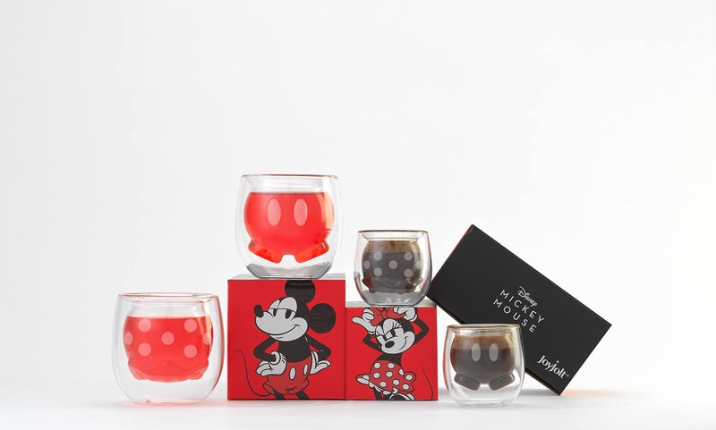 JoyJolt Mickey Pants and Minnie Skirt 3D 7.4oz Double Wall Glass Coffee Cups Set of 2, Disney Coffee Mug, Espresso and Tea Cups, Collection of Double Wall Glasses, Disney Gifts - Image 4