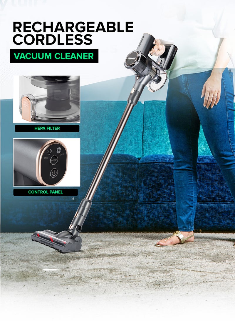 GEEPAS Rechargeable Cordless Handheld Stick Vacuum Cleaner with Powerful Suction 30mins Runtime High Efficiency Filtration system 160 W GVC19030 Black/Grey - Image 2