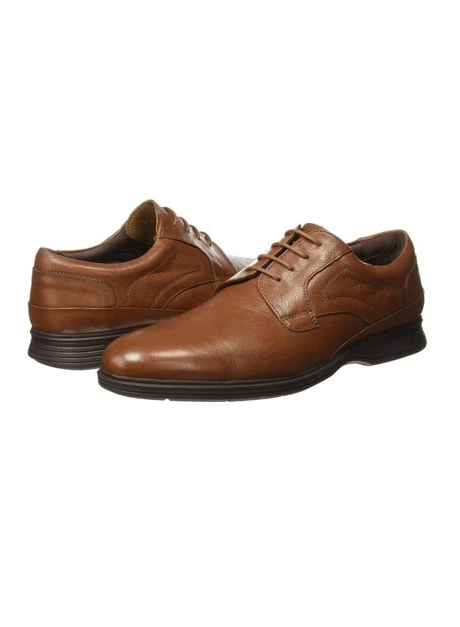 RUOSH Men's Oxford Derby Lace up Comfort Tan Leather Work Office Formal Occasion Party Wear Premium Shoes