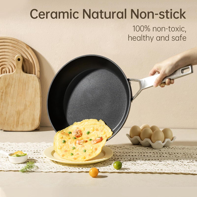 MsMk 7 inch Small Egg Nonstick Frying Pan with Lid, Eggs Omelette Burnt also Non stick, Scratch-resistant, Induction Skillet, Oven Safe to 700Â°F Pan for Cooking, Dishwasher Safe - Image 4