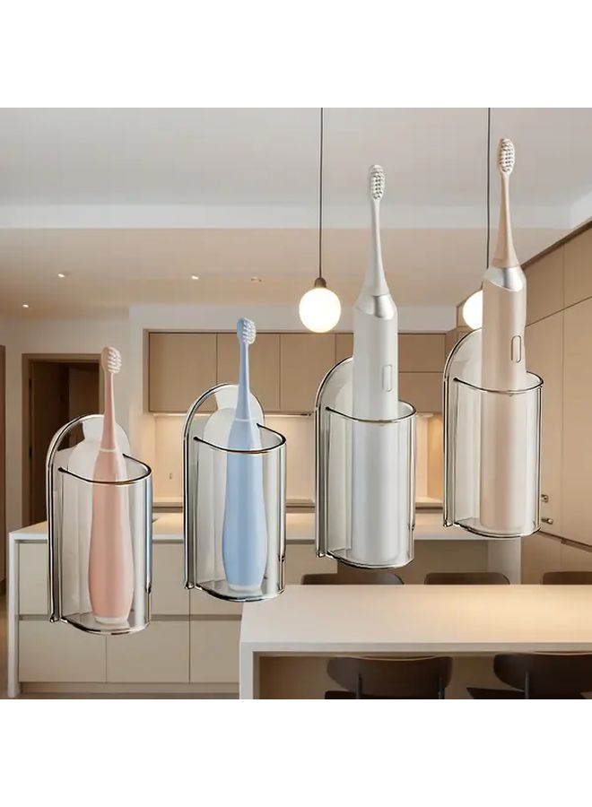 White Self Adhesive Wall Mounted Electric Toothbrush Holder No Power Required - Image 1