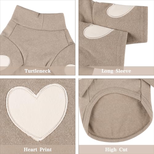 Yaopelky Dog Sweatshirt for Small Medium Dogs Warm Pet T Shirt Dog Clothes with Heart Print Cat Puppy Outfit Doggie Sweatshirts for Teddy,Chihuahua Schnauzer (Coffee, X-Large) - Image 4