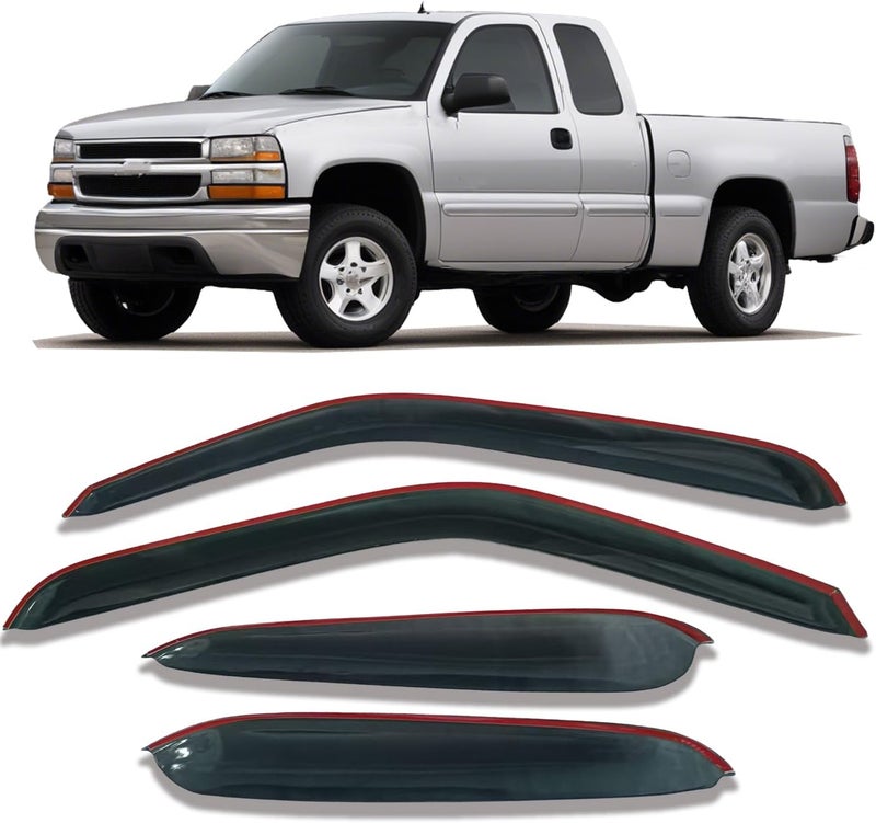 Darodcar Side Window Visors Rain Guards Wind Deflectors for 1999-2006 Silverado/Sierra Extended Cab - Image 4