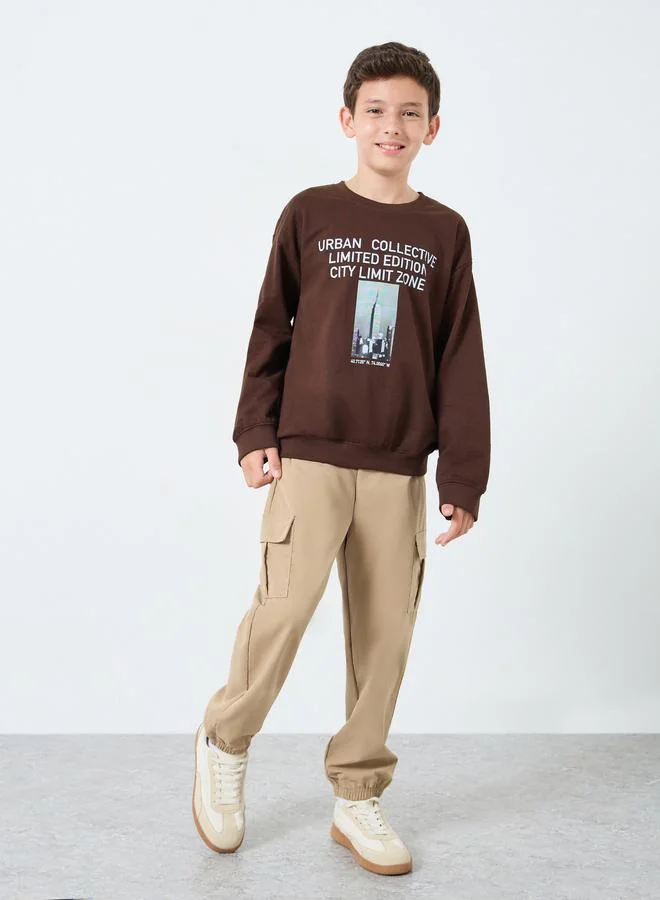 Styli Kids Beige Solid Joggers