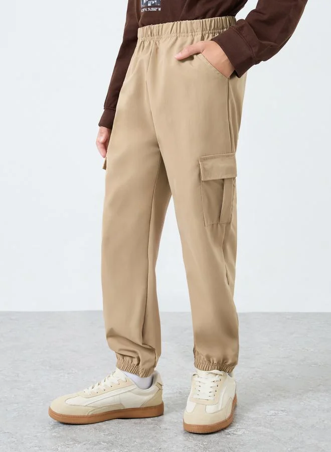 Styli Kids Beige Solid Joggers