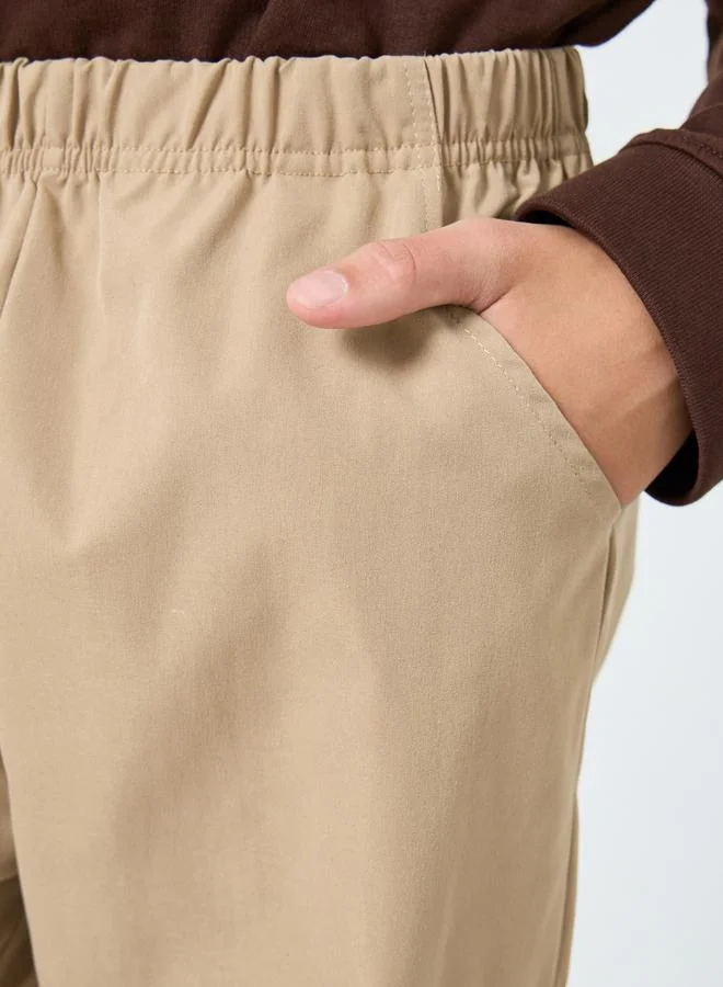 ستايلي بنطال جوغر بلون بيج سادة للأطفال