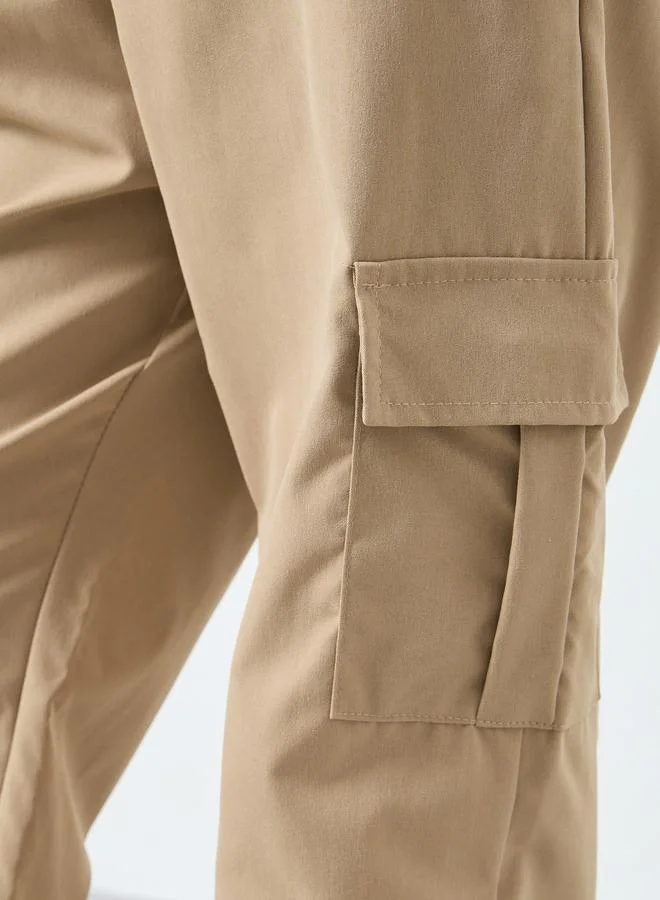 ستايلي بنطال جوغر بلون بيج سادة للأطفال