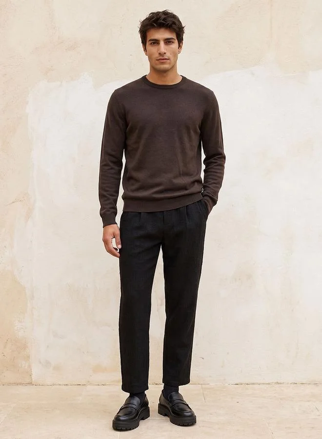 Splash FAV Basic Crew Neck Textured Sweater