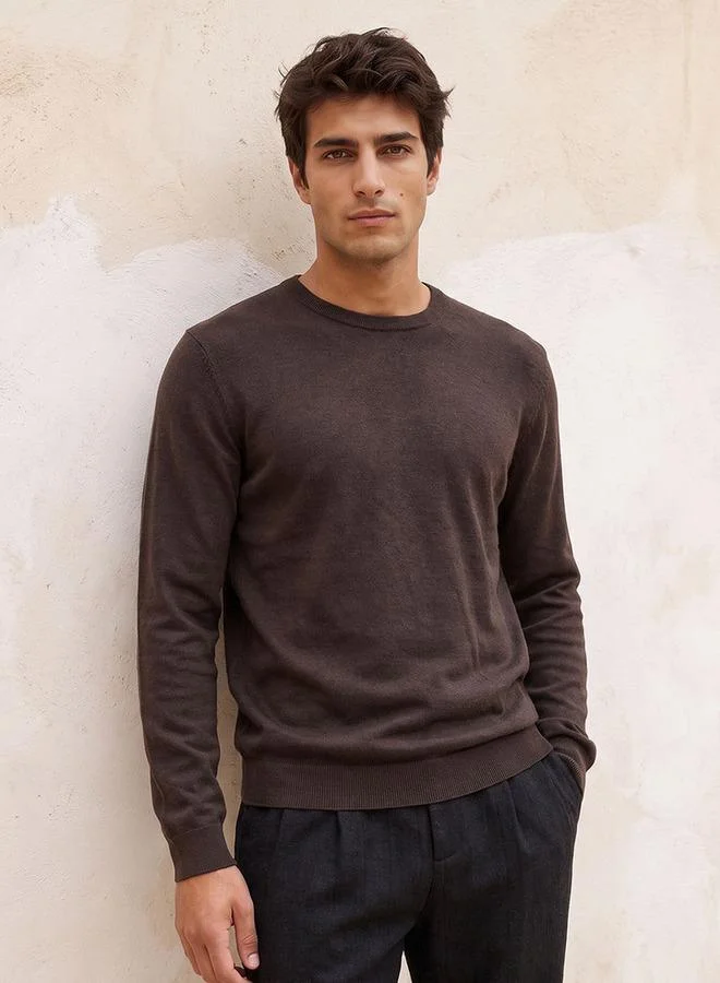 Splash FAV Basic Crew Neck Textured Sweater