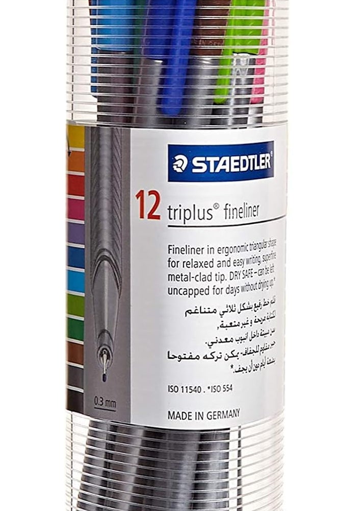 ستدلر أقلام ستيدلر تريبل يو إس فاينلاينر - مجموعة من 12 قلمًا - Image 2