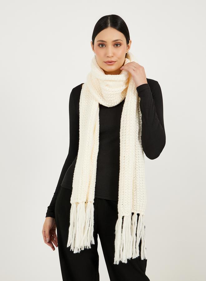 Styli Tasseled Edge Knitted Scarf  - Image 2