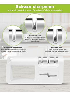 Hihonor 4-in-1 Kitchen Knife Sharpener with Scissors Sharpener, Knife Sharpener, 4 Stage Knife Sharpener Tool for Repairing, Restoring, and Polishing Blades, Best Knife Sharpeners for Kitchen, White  - Image 2