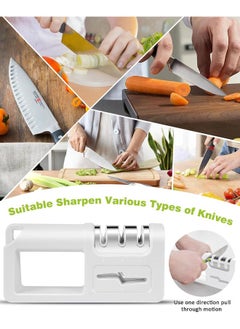 Hihonor 4-in-1 Kitchen Knife Sharpener with Scissors Sharpener, Knife Sharpener, 4 Stage Knife Sharpener Tool for Repairing, Restoring, and Polishing Blades, Best Knife Sharpeners for Kitchen, White  - Image 3