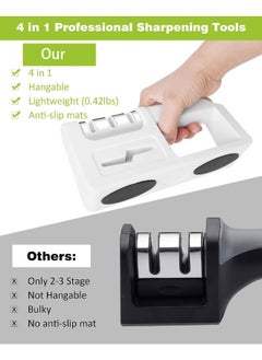 Hihonor 4-in-1 Kitchen Knife Sharpener with Scissors Sharpener, Knife Sharpener, 4 Stage Knife Sharpener Tool for Repairing, Restoring, and Polishing Blades, Best Knife Sharpeners for Kitchen, White  - Image 5