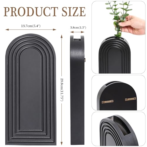 Dnnnii 2 Pack Wooden Wall Vase Set - Brown Finish Modern Farmhouse & Boho Wall Decor for Entryway, Hallway, Bathroom, Living Room, Dining Room, Narrow Spaces - Image 4