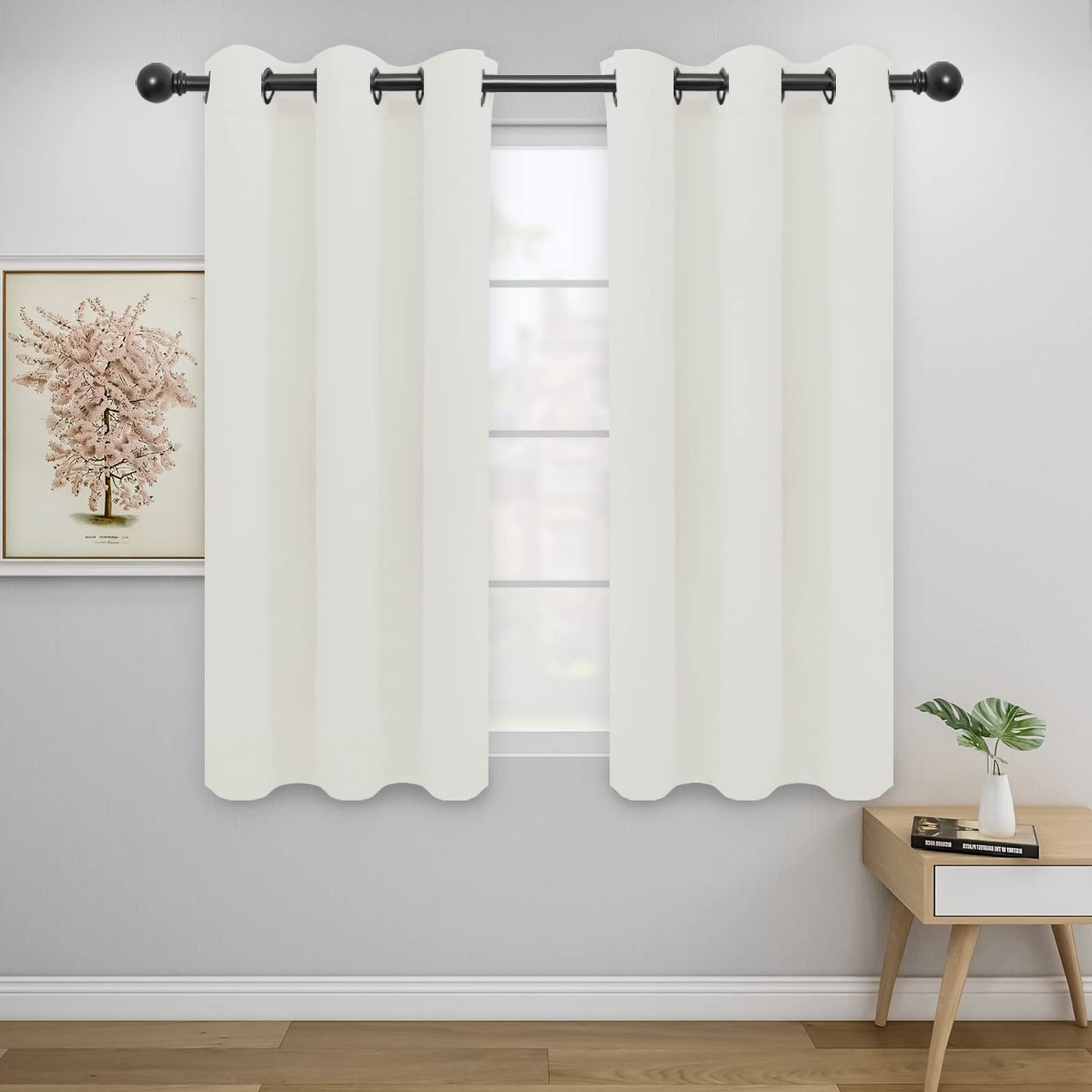 EasyGoing Blackout Curtains for Bedroom Solid Thermal Insulated Grommet and Noise Reduction Window Drapes Room Darkening Curtains for Living Room 2 Panels 42x54 in Ivory
