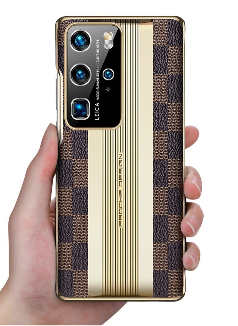 Suteni - Plaid Back Cover Card Slots Leather Phone Case for Huawei - Image 1