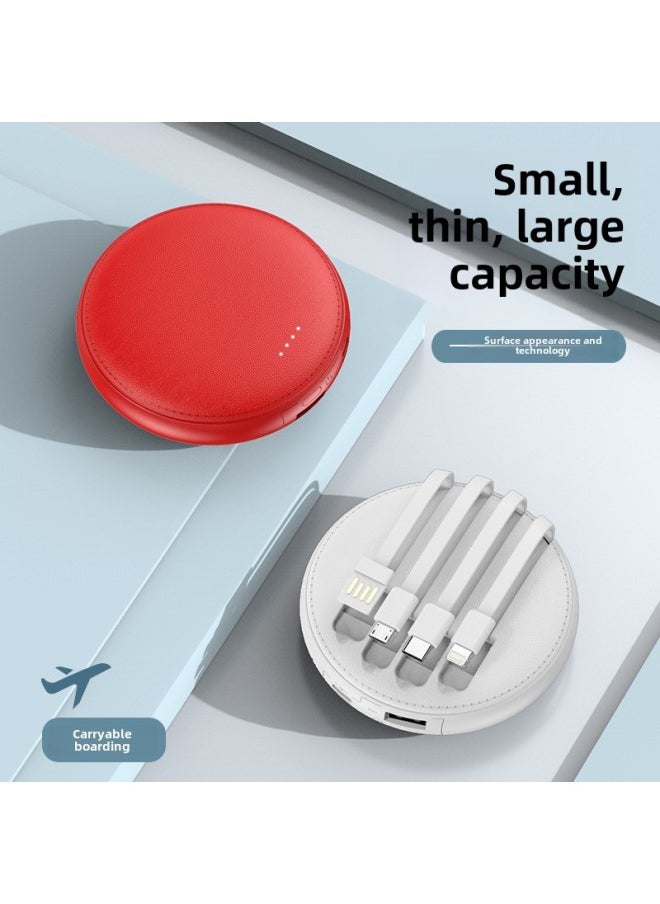 Generic Mini Round Self-belt Charging Treasure 20000 MA Large Capacity Mobile Power Gift Custom Logo-Color:Black-Power Supply Capacity:10000ma  - Image 3