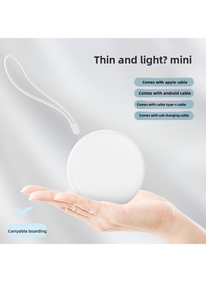 Generic Mini Round Self-belt Charging Treasure 20000 MA Large Capacity Mobile Power Gift Custom Logo-Color:Black-Power Supply Capacity:10000ma  - Image 4