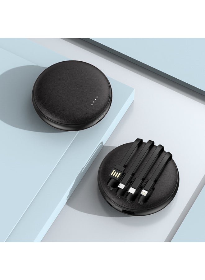 Generic Mini Round Self-belt Charging Treasure 20000 MA Large Capacity Mobile Power Gift Custom Logo-Color:Black-Power Supply Capacity:10000ma  - Image 1