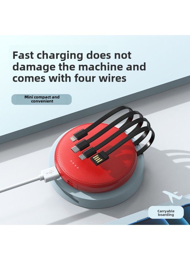 Generic Mini Round Self-belt Charging Treasure 20000 MA Large Capacity Mobile Power Gift Custom Logo-Color:Black-Power Supply Capacity:10000ma  - Image 5