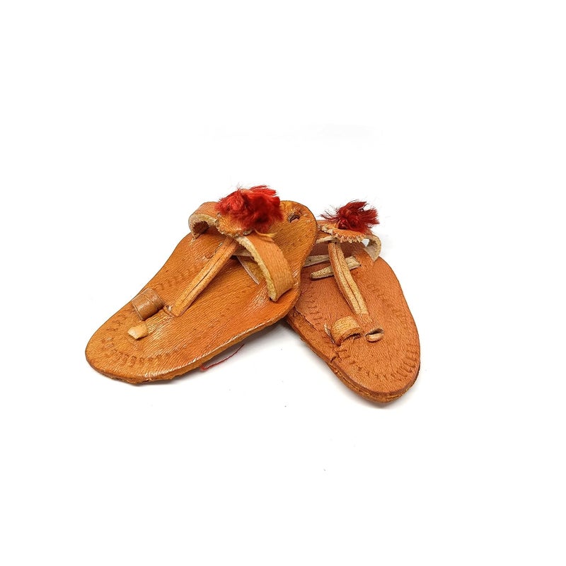 Qwick Click Leather Small Sandal (Kolhapuri Chappal) Wall & Door Hanging Nazar Battu - Evil Eye Protector - Nazar Suraksha Kawach for Home, Office & Shop Set of 2 (W4xH8 Inch) - Image 2