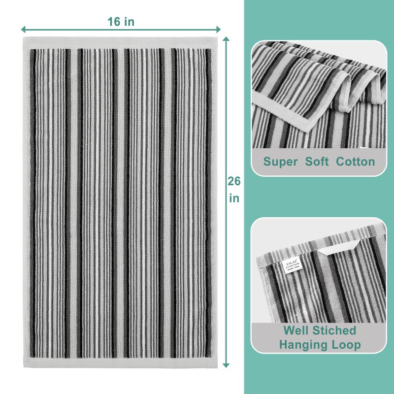 SALAS Kitchen Dish Towels for Drying Dishes  Large Cotton Kitchen Towels  Stripped Terry Dish Cloths  Thick Highly Absorbent Kitchen Towel Sets with Hanging Loop  16"" X 26""  6 Packs Multi-Color - Image 2