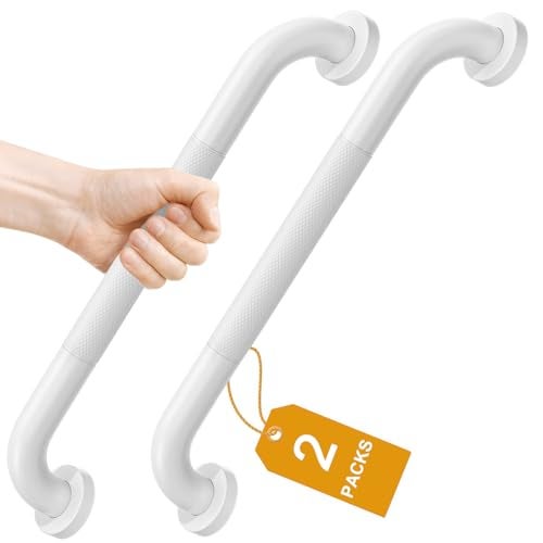 FANHAO 2 Pack Grab Bars for Bathtubs and Showers, 16 Inch Anti Slip Shower Grab Bars Stainless Steel Shower Handle Toilet Handicap Elderly Senior Assist Bathroom Safety Bars (White) - Image 1