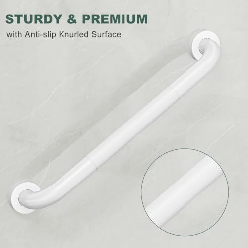 FANHAO 2 Pack Grab Bars for Bathtubs and Showers, 16 Inch Anti Slip Shower Grab Bars Stainless Steel Shower Handle Toilet Handicap Elderly Senior Assist Bathroom Safety Bars (White) - Image 2