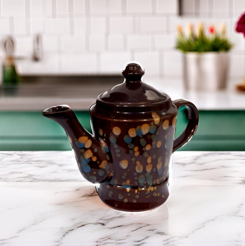 Purpledip Ceramic Kettle in Rustic Studio Pottery 'Glitter': Artisan Handmade Glazed Tea Coffee Pot (10755C) - Image 1