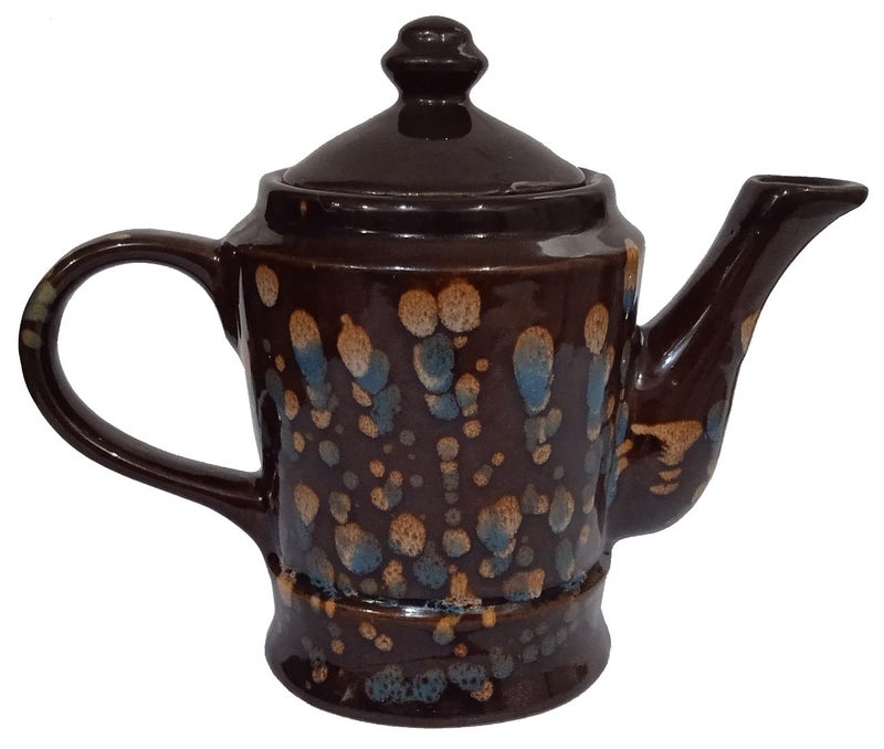 Purpledip Ceramic Kettle in Rustic Studio Pottery 'Glitter': Artisan Handmade Glazed Tea Coffee Pot (10755C) - Image 2