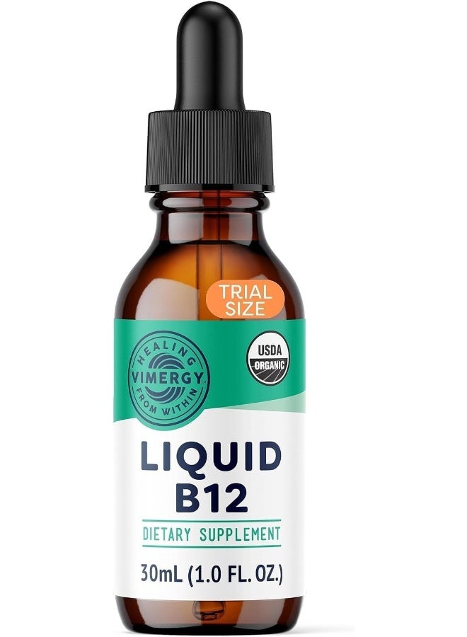 Vimergy USDA Organic B12, 30 Servings - Alcohol Free B-12 Liquid Vitamin - Supports Brain Energy, Nervous System, Cognition, Memory - No Gluten, Non-GMO, Vegan & Paleo - Naturally Sweet Flavor (1 oz) - Image 1