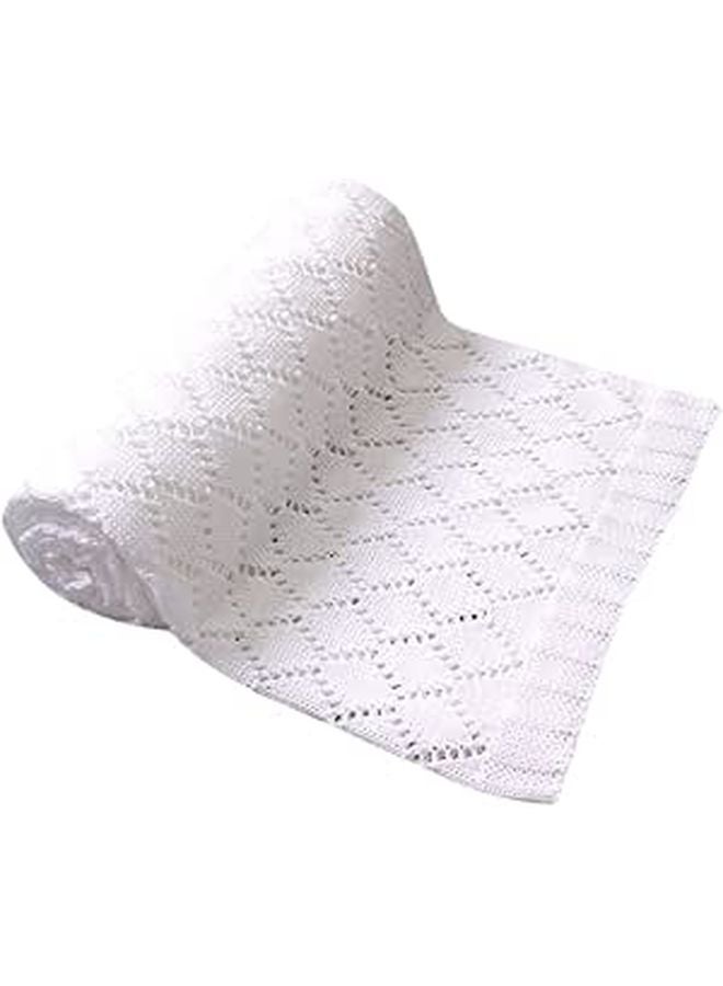 Knitted Hollow Out Stitch Baby Blanket Warm Cozy For Stroller Sleeping Outdoor - Image 1