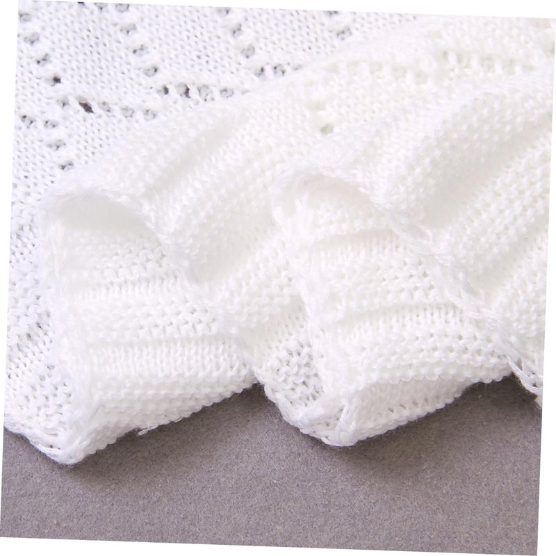 Knitted Hollow Out Stitch Baby Blanket Warm Cozy For Stroller Sleeping Outdoor - Image 5