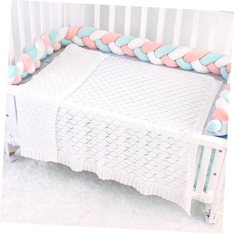 Knitted Hollow Out Stitch Baby Blanket Warm Cozy For Stroller Sleeping Outdoor - Image 3