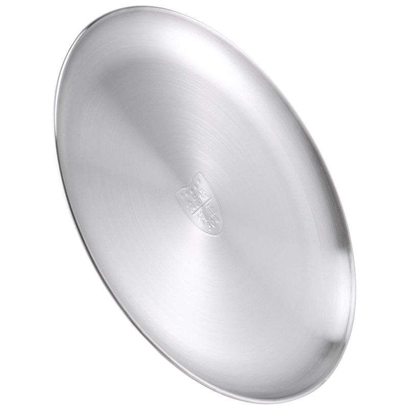 SINJEUN أطباق عشاء من الفولاذ المقاوم للصدأ 304 من سينجون 8 قطع 10 بوصة أطباق تقديم دائرية مزدوجة الطبقة أطباق معدنية مصقولة فضية للتخييم  الأكل  الشواء  الستيك  السلطة - Image 4