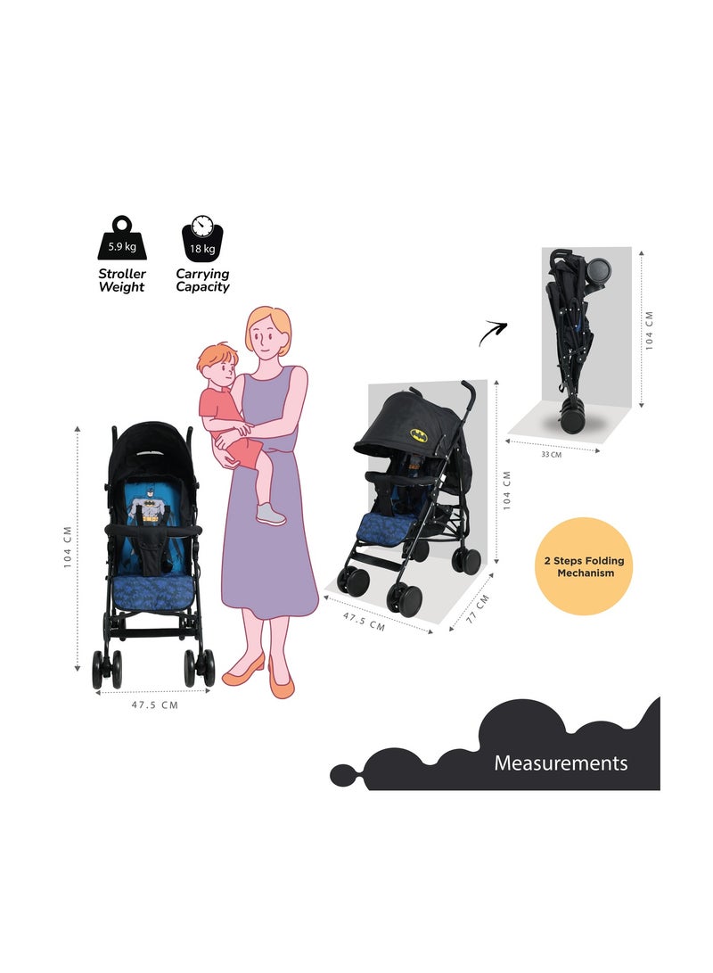 Warner Bros Batman Baby Stroller Storage Cabin  Compact Design, Shoulder Strap Adjustable Reclining Seat - Image 3