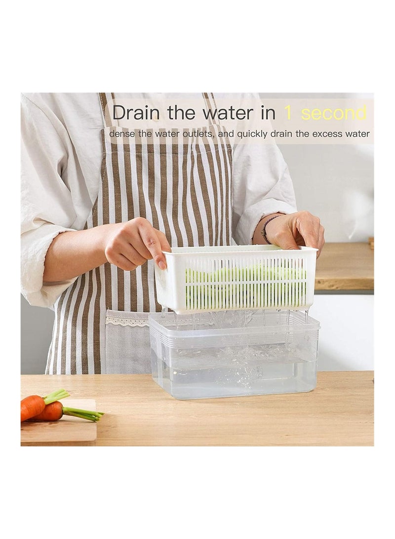 سيوسي حاويات التخزين ، حاويات تخزين الفاكهة والخضروات الطازجة من للثلاجة ، درج تجفيف مع مصافي 1.5 لتر - Image 4