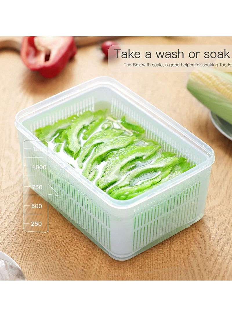 سيوسي حاويات التخزين ، حاويات تخزين الفاكهة والخضروات الطازجة من للثلاجة ، درج تجفيف مع مصافي 1.5 لتر - Image 2