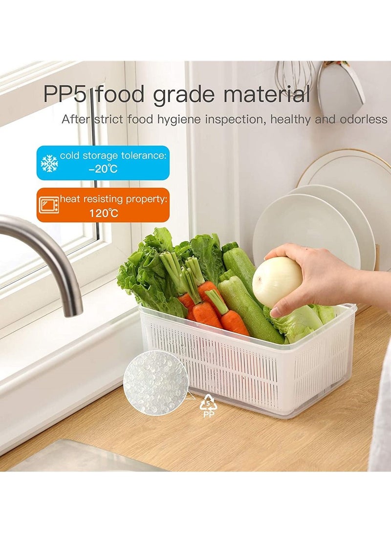 سيوسي حاويات التخزين ، حاويات تخزين الفاكهة والخضروات الطازجة من للثلاجة ، درج تجفيف مع مصافي 1.5 لتر - Image 5