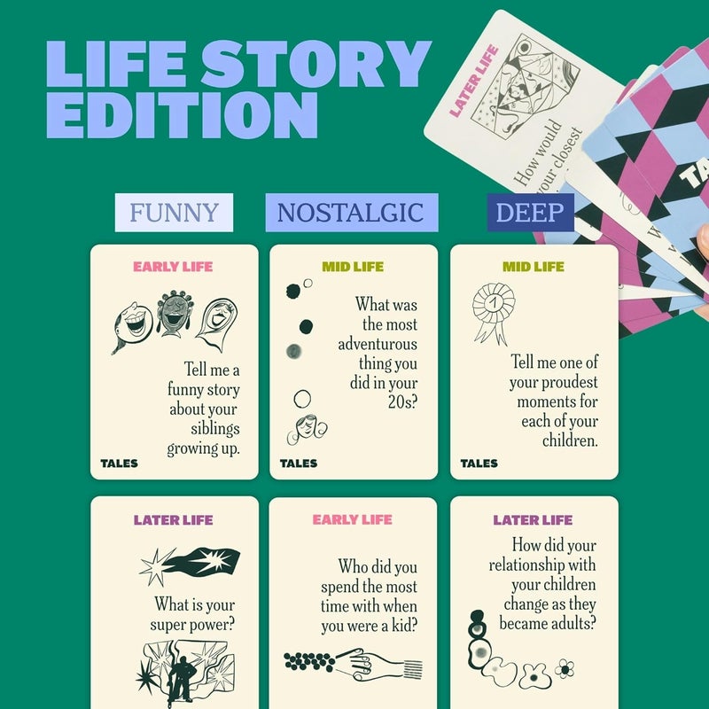 Tales 150 Life Story Interview Kit, Conversation Cards, for Grandparents, Parents, Families, Adults, Game Night, Road Trips, Dinner Table, Getting to Know You (New Edition) - Image 4