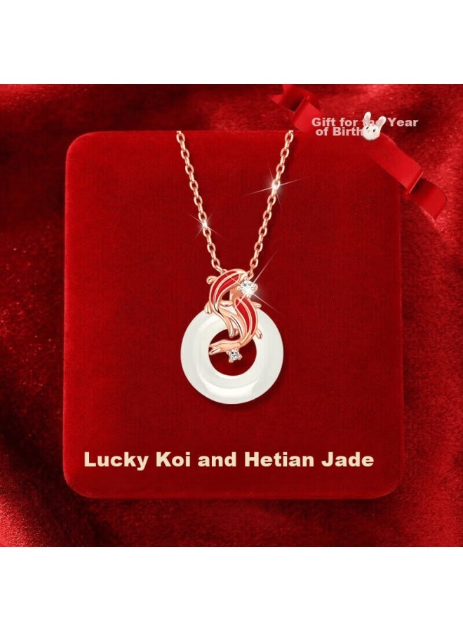 Manhe White Jade Pixiu Peace Buckle Necklace For Women,  New Style Pendant, Birthday Gift For Wife Or Girlfriend - Image 1