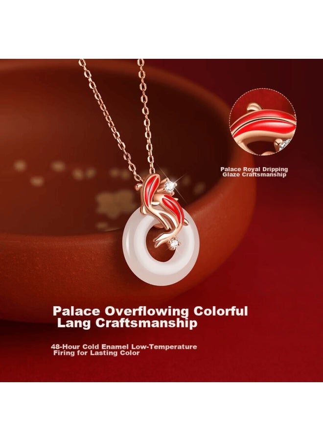Manhe White Jade Pixiu Peace Buckle Necklace For Women,  New Style Pendant, Birthday Gift For Wife Or Girlfriend - Image 3