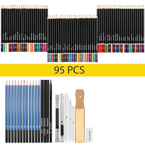 Artownlar 95 Pieces Professional Sketching Kit for Artists, Shading Pencil Set with Premium Zipper Case, Graphite Charcoal Sketch Pencil Kit, Drawing Kit, Art Supplies, Best Gift for Artists, DIY - Image 2