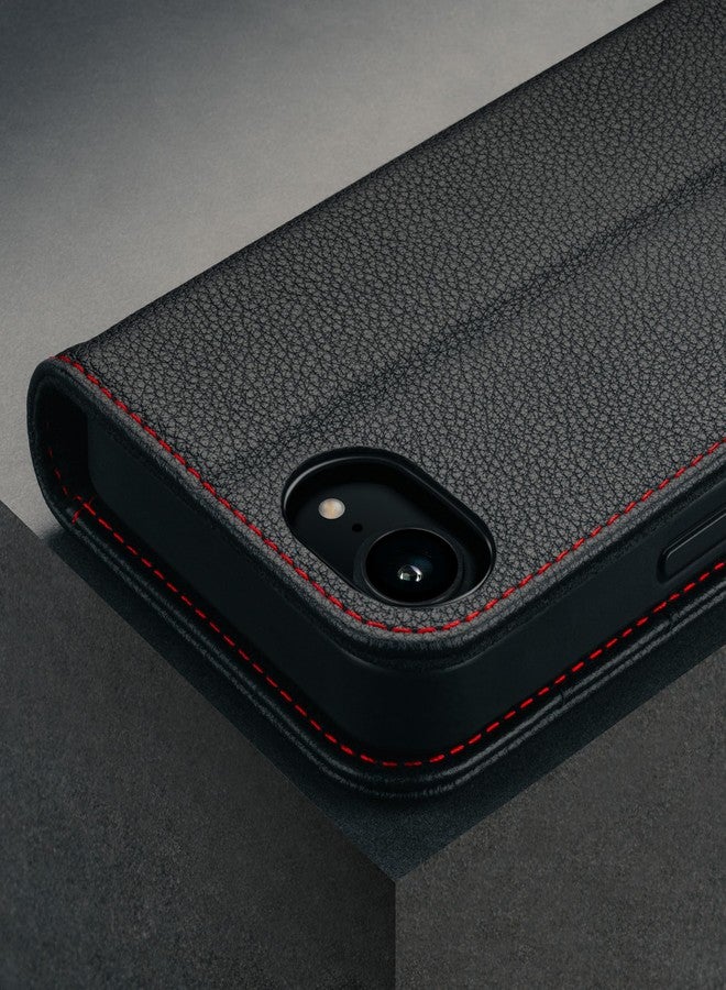 TORRO Case Compatible with iPhone 16e (6.1 Inch - 2025) - Genuine Leather Case with Stand Function and Card Slots (Black) - Image 5