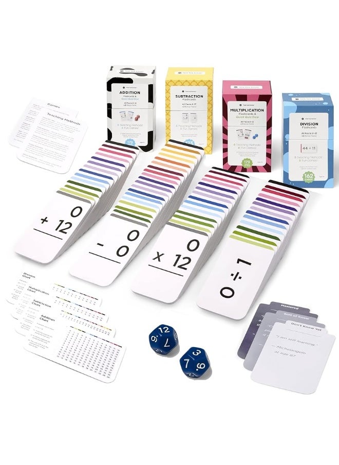 Think Tank Scholar - Think Tank Scholar 681 Math Flash Cards & Math Dice (Award Winning) Addition, Subtraction, Multiplication & Division - All Facts & Games - Kids Ages 4+ Kindergarten, 1ST, 2ND, 3RD, 4TH, 5TH, 6TH Grade - Image 1