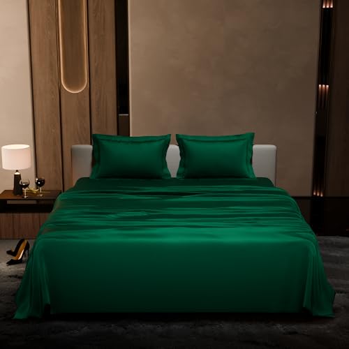 Stoa Paris Double Bedsheet with 2 Pillow Covers, 300 TC UltraSatin Premium Bedding Set, Aesthetic Home Decor, Gift for Couples, Wedding, Anniversary, Date Night - Emerald Green - Image 2