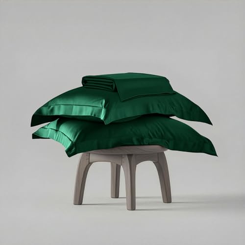 Stoa Paris Double Bedsheet with 2 Pillow Covers, 300 TC UltraSatin Premium Bedding Set, Aesthetic Home Decor, Gift for Couples, Wedding, Anniversary, Date Night - Emerald Green - Image 5