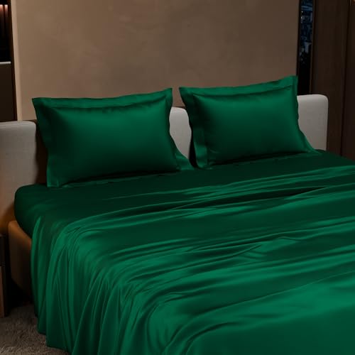 Stoa Paris Double Bedsheet with 2 Pillow Covers, 300 TC UltraSatin Premium Bedding Set, Aesthetic Home Decor, Gift for Couples, Wedding, Anniversary, Date Night - Emerald Green - Image 3